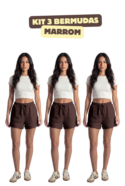 Kit 3 Bermudas Feminina Valara Signature 300