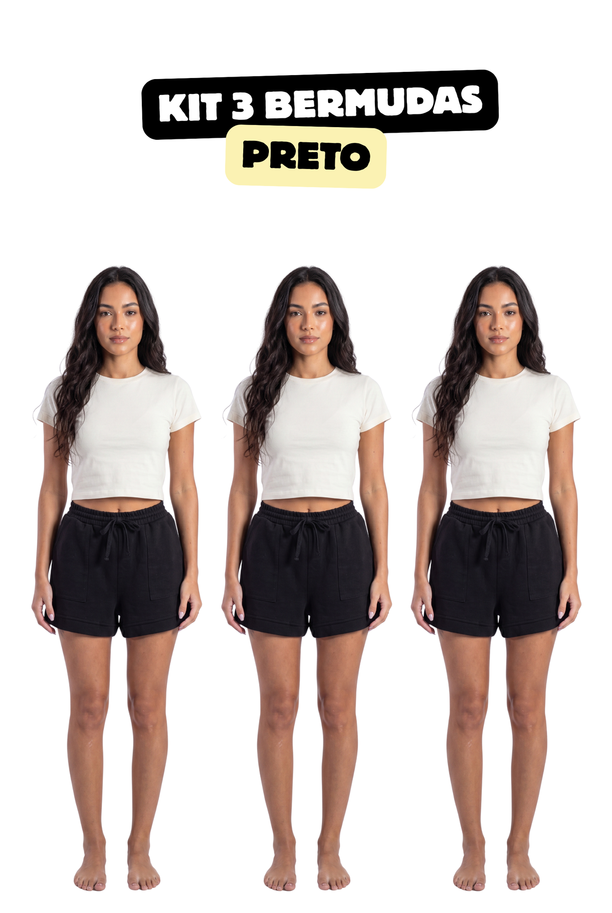 Kit 3 Bermudas Feminina Valara Signature 300