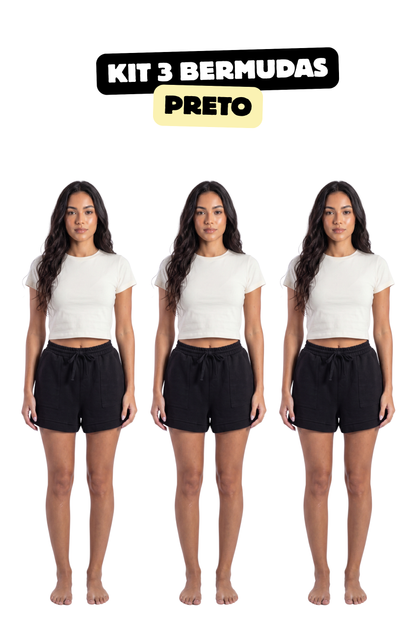 Kit 3 Bermudas Feminina Valara Signature 300
