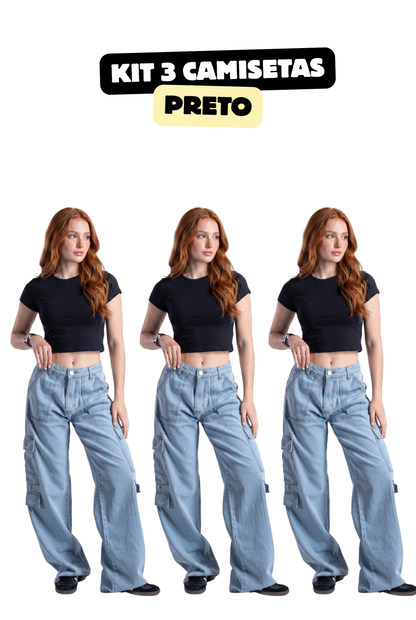 Kit 3 Camisetas Feminina Essencial